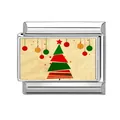 Italienisches Armband-Modul mit rot-grünem Weihnachtsbaum auf silbernem Edelstahl - Rot Grün Weihnachtsbaum Stil