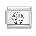 Italienischer 9mm Edelstahl-Charm mit schwarzem Feuerwerk-Design und Sternenmuster - Feuerwerk mit Sternen (15)