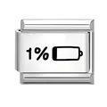 Italienisches Charm-Glied aus Edelstahl mit 1% Akku-Symbol für modulare Armbänder - 1% Batterie-Symbol (16)