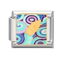 Charm modulare per bracciale italiano con smalto colorato a forma di barca a vela in acciaio - Barca