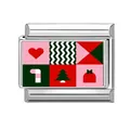 Italienisches Modul-Armbandglied mit festlichen Weihnachtsmotiven aus Edelstahl Silber - Sechs-Gitter Festliches Icon-Design