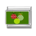 Italienisches Armband-Modul mit festlichen Weihnachtskugeln auf grünem Hintergrund - Drei Weihnachtskugel-Muster