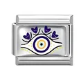 Maillon de charme en acier avec cœur violet et motif mauvais œil pour bijoux DIY - Style Décoratif Cils Cœur Violet (Eyes-12)