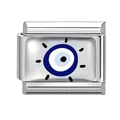 Charme modulaire italien en acier inoxydable avec motif œil bleu pour bracelet - Décoration Œil Ligne Rayonnante Noire (Eyes-14)
