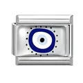 Charm italien modulaire en acier inoxydable avec motif émail d'œil bleu - Œil Concentrique Décoratif à Points (Eyes-16)