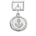 Italian modular charm bracelet link featuring a polished silver anchor pendant - Anchor