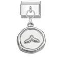 Charm modulare italiano in finitura argento con design a coda di pesce su ciondolo rotondo - Coda di Sirena
