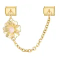 Italienisches Charm-Modul für Armband mit Goldblume und rosa Mitte-Element - Rosa Perlen Blumenstil