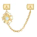 Italienisches Charm-Armband Sicherheitskette mit goldener Blume und blauem Edelstein - Blau Perle Blumenstil