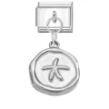 Italian modular charm in silver finish featuring a detailed starfish pendant link - Starfish