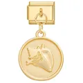 Italienisches Armband-Element in Gold mit geprägtem Muschel-Medaillon-Anhänger für Damen - Schnecken Rundplatte
