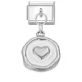 Italian modular charm link in silver stainless steel with an irregular heart pendant - Heart