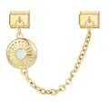 Goldenes italienisches Charm-Modul mit blauem Stein im Sonnenstrahl-Design - Blau Perle Rundstil