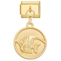 Italian modular gold charm link featuring a detailed embossed angelfish pendant - Tropical Fish Round Plate / 1x0.9cm / Gold