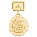 Exquisite gold modular charm bracelet pendant with hammered texture and spiral snail motif - Round Snail Shell Plate / 1x0.9cm / Gold