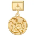 Italian style gold-plated octopus charm bracelet link with detailed relief engraving - Octopus Round Plate / 1x0.9cm / Gold