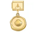 Italian modular charm bracelet link with gold finish and scallop shell coin pendant - Shell / 1x0.9cm / Gold