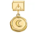 Italian charm bracelet component featuring a golden crescent moon engraved round pendant - Moon / 1x0.9cm / Gold