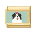 Italian DIY modular charm link with golden border collie dog and ball design - Border Collie with Ball Style (M293727-3)