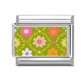 Italian modular charm in stainless steel featuring vibrant colorful floral patterns - Olive Green Colorful Ditsy Floral