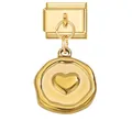 Italian modular gold link charm with a heart wax seal pendant for DIY bracelets - Heart / 1x0.9cm / Gold
