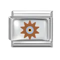 Italian modular charm in stainless steel with sunburst evil eye link design - Sun Evil Eye / 1.0cm x 0.9cm