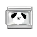 Italian charm bracelet module with a cute black and white cartoon dog pattern - 1cm x 0.9cm / Black and White Cute Dog (Pet-10)