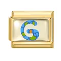 Italian DIY modular bracelet link featuring gold finish and letter G with colorful pattern - 1x0.9cm / Letter G