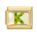 Italian modular charm in gold finish featuring a patterned letter K design - 1x0.9cm / Letter K