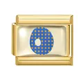 Italian charm link with gold finish featuring a blue and orange patterned center inlay - 1x0.9cm / Letter O