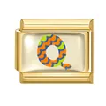 Italian modular charm in gold finish with letter Q and colorful wavy pattern - 1x0.9cm / Letter Q