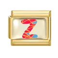 Italian charm link with colorful letter Z in gold stainless steel for modular bracelets - 1x0.9cm / Letter Z