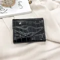 Elegant black crocodile embossed envelope wallet in glossy patent leather finish - Black