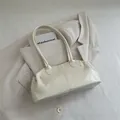 Minimalist cream white synthetic leather shoulder bag with sleek rectangular profile - Off White
