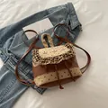 Mini sac à dos marron à fleurs avec pois beige et détails à carreaux volantés - Kaki