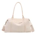 Bolso de viaje minimalista blanco crema de gran capacidad con correa desmontable - Gran Capacidad / Blanco