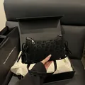 Black leopard print crossbody bag with bow ties and silver studs in a luxury gift box - Black