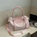 Hellrosa Reisetasche mit Marmortextur und verstellbarem Schultergurt für Fitness und Reisen - Rosa