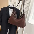 Dark brown faux suede tote bag with decorative ribbons and large capacity style - Brown