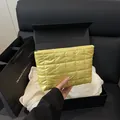Chic lemon yellow quilted makeup bag with square pattern and gift set packaging - Yellow