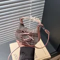 Mini gray plaid crossbody bag with pink bows and lace-trimmed handle details - Pink Plaid