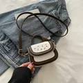 Mini square crossbody bag with cherry print in white and dark brown contrast finish - Brown