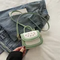 Mini mint green and white crossbody bag with cherry print and top handle for women - Green