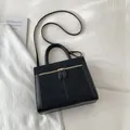 Sac fourre-tout noir rétro en daim avec bordures en cuir et fermetures éclair dorées - Sans Pendentif / Noir