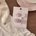 Detail der rosa Haarspange mit Marmormuster, Schleife und Fancy-Gravur auf Karte - 5# Rosa Gepunktete Schleife