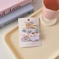 Set di 4 graziose mollette per capelli in acrilico con motivi di cuccioli e fiocchi viola - Collezione Cucciolo Viola