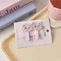 Set di graziose mollette per capelli a forma di gatto in acrilico blu e rosa - Stile Testa di Gatto Blu Rosa