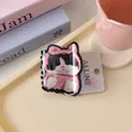 Simpatica molletta per capelli in acrilico gatto nero con cappello rosa per acconciature - Molletta Gattino Nero Rosa