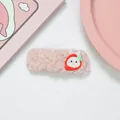 Pink plush strawberry bunny hair clip for girls with soft faux fur and resin charms - Strawberry Rabbit / Light Pink Strawberry Rabbit