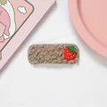 Cute coffee-colored plush hair clip with a red strawberry accent for girls and women - Strawberry / Khaki Strawberry